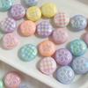 2pcs [25mm] Flat Round Acrylic Beads Plaid Flower Flat Beads For Jewelry Making DIY Pendant Keychain Crafts Findings