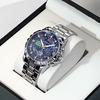 Men's Watch Business Steel Belt Starry Sky Oil Painting Waterproof Night Light Calendar Men's Fashion Quartz Clock Watch