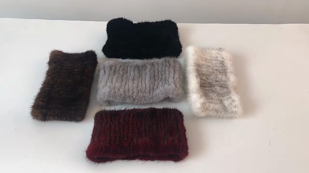 Hot Sale Women Winter Real Mink Fur Scarves Headbands Good Elastic Knitted Natural Mink Fur Scarf Lady Thick Warm Fur Muffler
