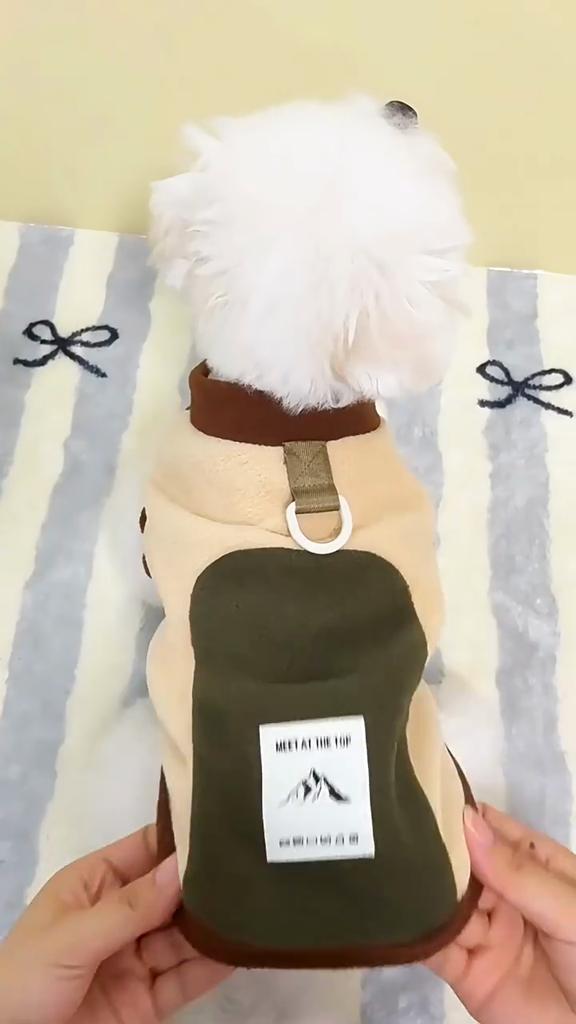 Winter Thick Fleece Two-Legged Dog Clothes Color-Block Pet Apparel for Cold Weather Warm Winter Pet Jacket Small Breed Outfit