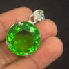Natural Pendant Green Topaz Round 60.70 Ct 925 Sterling Silver Gems CERTIFIED My-387-k