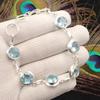 Natural Sky Blue Topaz Gemstone 925 Sterling Silver Jewelry Handcrafted Bracelet RB-13-4