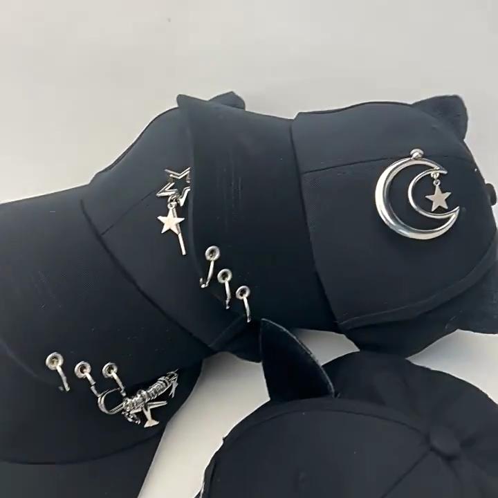 Metal Decor Baseball Hat With Sunshade For Street Style Looks
