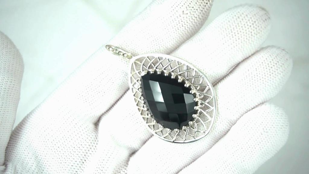 Black Onyx Pendant, 925 Sterling Silver Jewelry, Black Gemstone Pear Pendant, Pendant for Her, Gift for Her