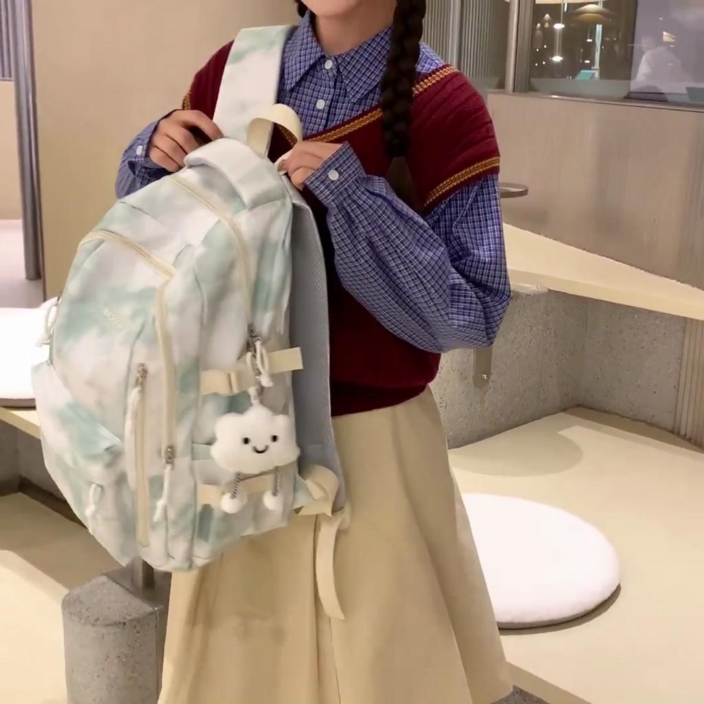 Tie-Dye Print Backpack Boys Girls Schoolbag Large Capacity Backpack