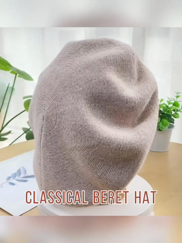 Womens Winter Beret Hat Knitted Beanie Cap Autumn Winter Hat French Classic Beret