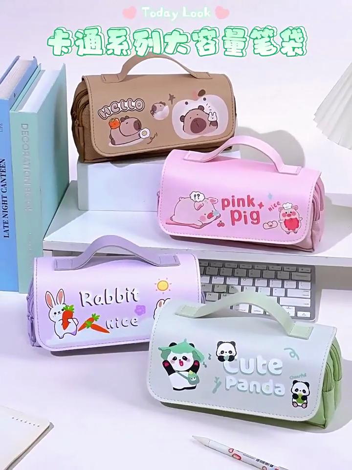 New Cute Clamshell Pencil Case with High Aesthetic Appeal Multi-layer Large-capacity Stain-resistant Student Universal Pencil Case