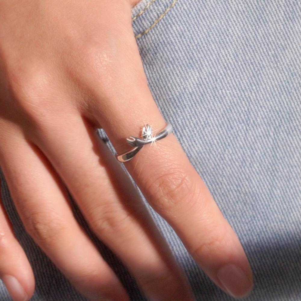 BAMOER Romantische Hand Offene Finger Ringe Für Frauen 925 Sterling Silber Mädchen Europäischen Einfache Einstellbare Wächter Ring Schmuck Geschenk
