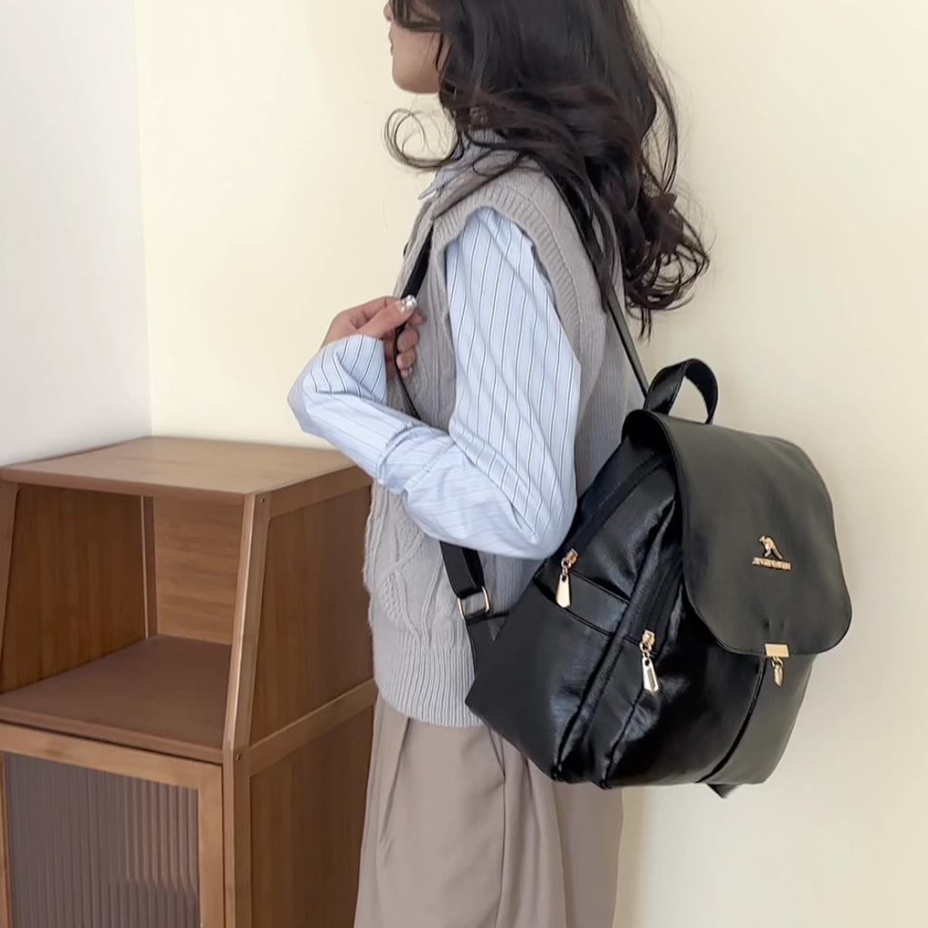 Women's Soft Leather Travel Backpack Large Capacity Backpack Middle School Student Schoolbag