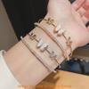 Fashion Butterfly Zircon Double Layer Hollow Cuff Bracelet For Elegant Women