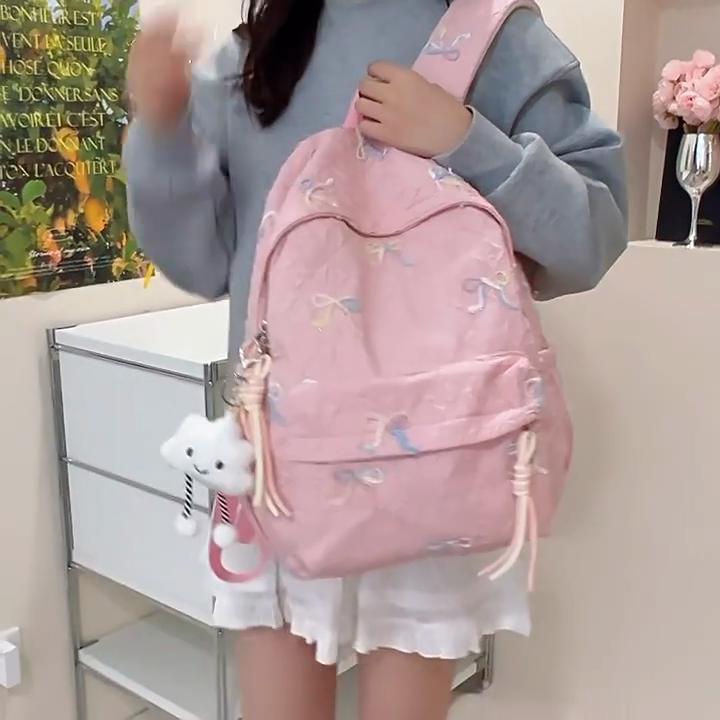 Minimalist Girls Backpack With Nylon Material For School And Daily Use