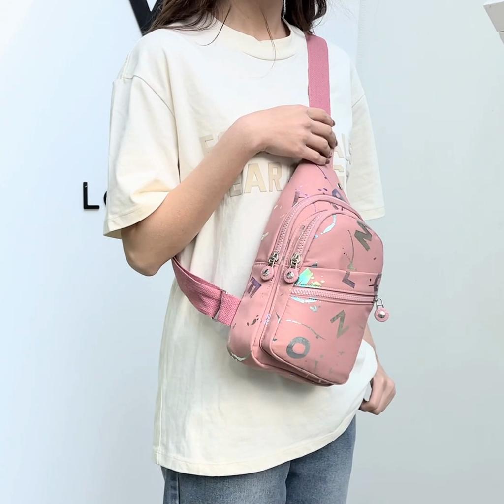 Women'S Chest Bags Geometric Print Oxford Cloth Casual Crossbody Bag Sports Travel Outdoor Chest Shoulder Bags