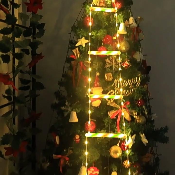 Vánoční dekorace LED závěsné světlo žebřík Santa Clause žebříkové světlo venkovní vodotěsná dekorace okapu lucerna řetěz