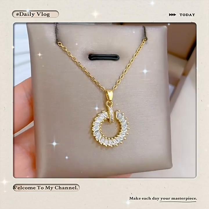 White Synthetic Zircon Ring Pendant Necklace for Women