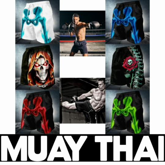 Boxing Muay Thai Shorts Pants 3D Print Training Vintage Skull Skeleton Ghost Unisex Men Women Quick Dry Fitness Gym Sport Workout Casual Streetwear