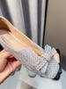 Spring and Summer Women's Woven Fabric Versatile Square Toe Shallow Flat Toe Shoes