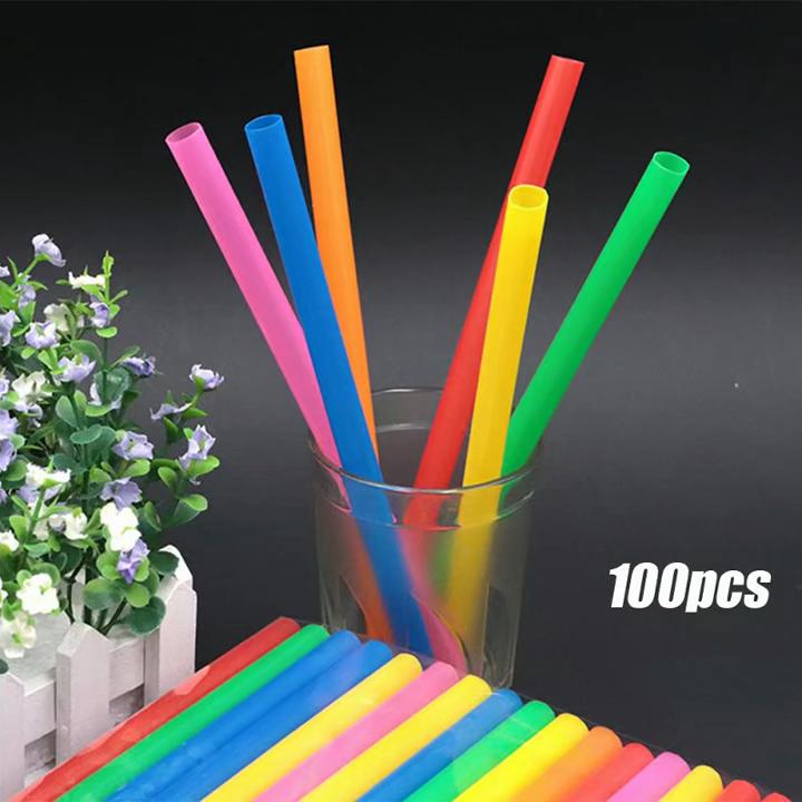 100/200/300 buc Pai de plastic de unică folosință Pai de băut pentru petreceri, evenimente colorate, tub drept flexibil, accesorii pentru bară de paie 6*190mm