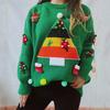 Christmas Sweater Women's Long Sleeved Lazy Style Round Neck Pullover Knitted Sweater