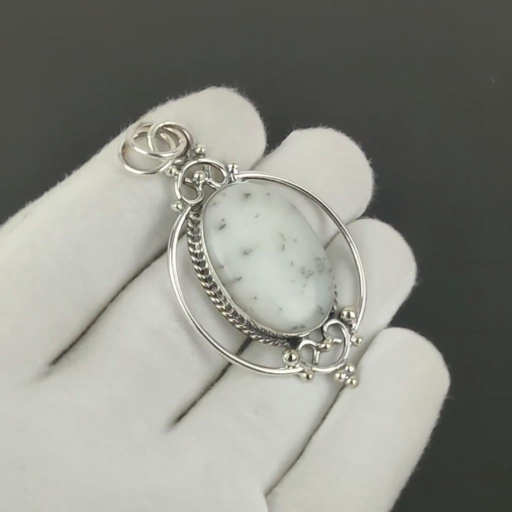 Dendrite Opal Pendant, 925 Sterling Silver Handmade Jewelry, Dendrite Opal Silver Pendant, Party Wear Jewelry For Women's, Pendant Halloween Jewelry