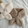 Thicken Neckerchief Wrap Elegant Cross Scarf Women Winter Warm Shawl Faux Rabbit Fur Neck Warmer
