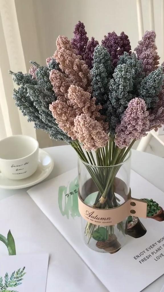 1 bukett falsk lavendel, ej blekande, fräsch bevarande konstgjorda konstgjorda blommor i konstsilke för hemmet