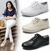 Spring New Korean Style Wear-Resistant Flat White Shoes Lace Up Round Toe Casual Non-Slip Women's Shoes