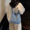 Large Capacity Drawstring Bucket Bag Women's Denim Crossbody Bag Commuter Shoulder Bag