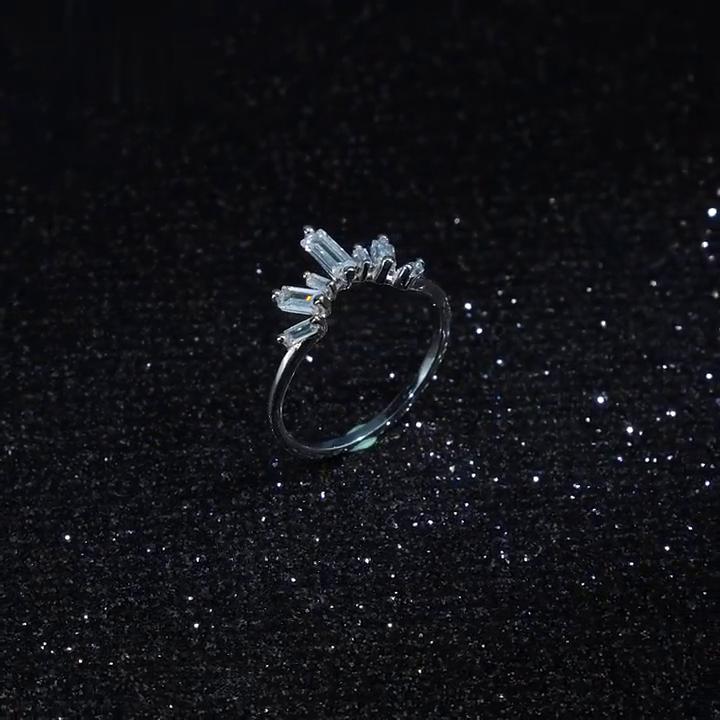 Tancise Classic 925 Sterling Silver  Zircon Ring Ladies Jewelry Wedding Promise Party Gift