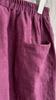Johnature Summer Retro Solid Color Wide Leg Pants Pocket Elastic Waist Leisure Women Ankle- Length Pants