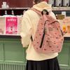 Cute Bow Print Corduroy Backpack for Women Casual Daypack Travel School Bag with Multi Pockets