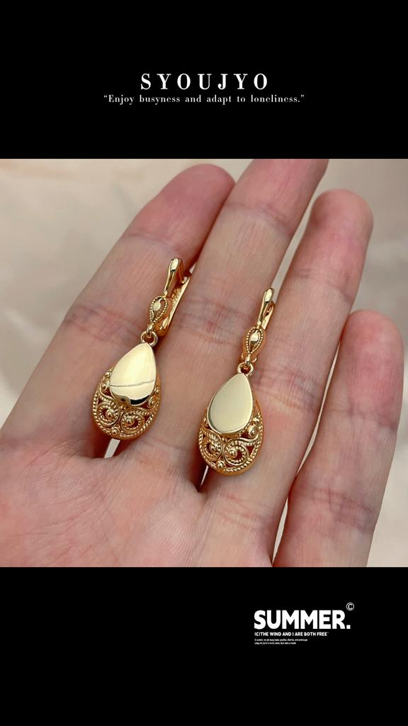Kinel Rose Gold Pendant Earrings Women's Vintage Drop Earrings