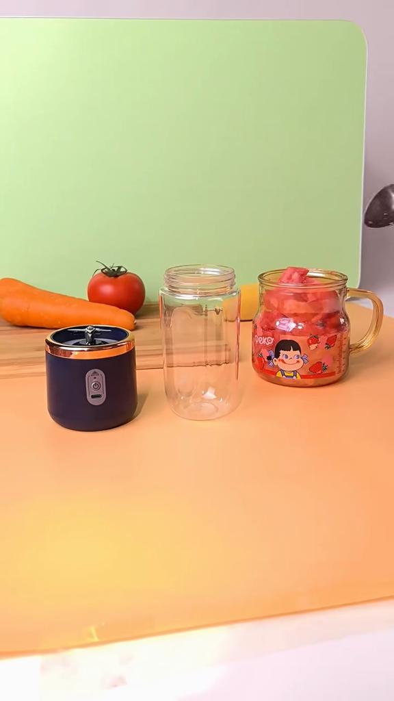 JOYBLISS Multifunksjonell 2 Kopper Bærbar Fruktjuicer Blender 6 Blader Juicemikser Mini Isblender USB-lading Trådløs Juicepresse