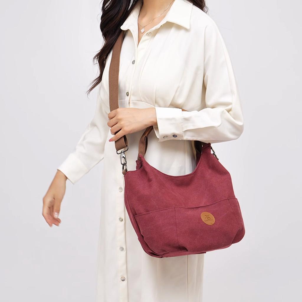 Canvas Shoulder Bag Large Capacity Tote Bag Women's Commuter Underarm Bag