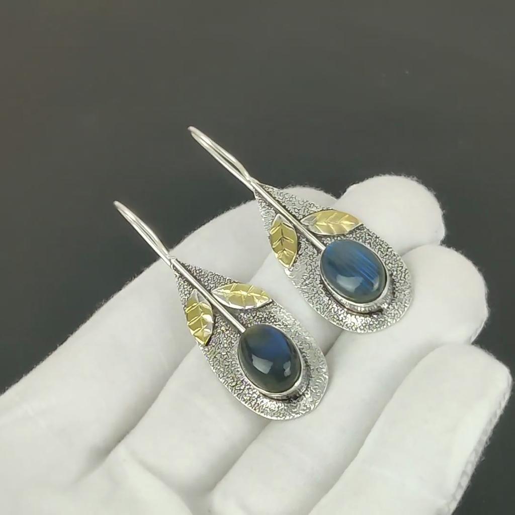 Labradorite Gemstone Earrings, 925 Sterling Silver Earrings, Handmade Silver Earrings For Gift, Labradorite Dangle Earrings Valentine's Day Gift