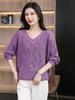 Women's Plus Size Sweater Thin Hollow  Solid Color V-Neck Sweater Loose Knit Pullover Top Summer