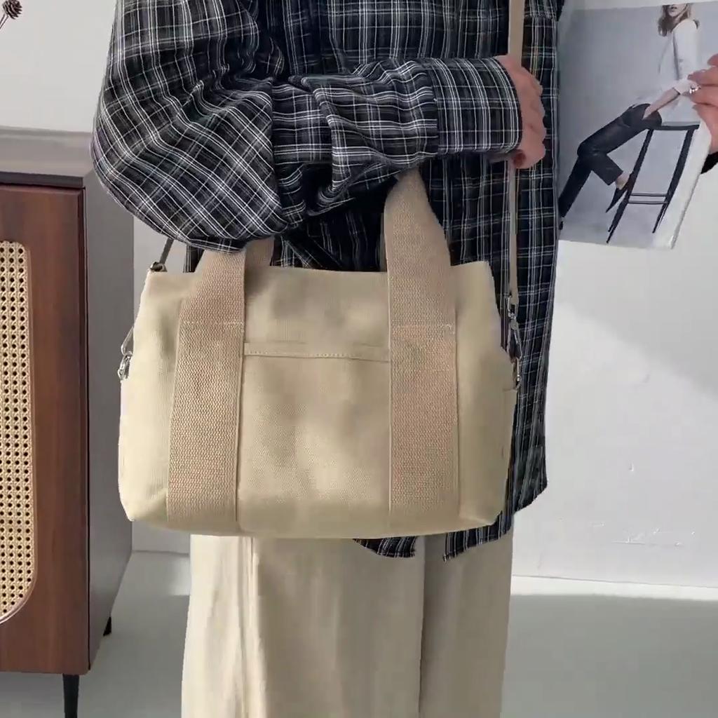 Multi-Compartment Canvas Handbag Women's Outgoing Shoulder Crossbody Bag Mother Bag
