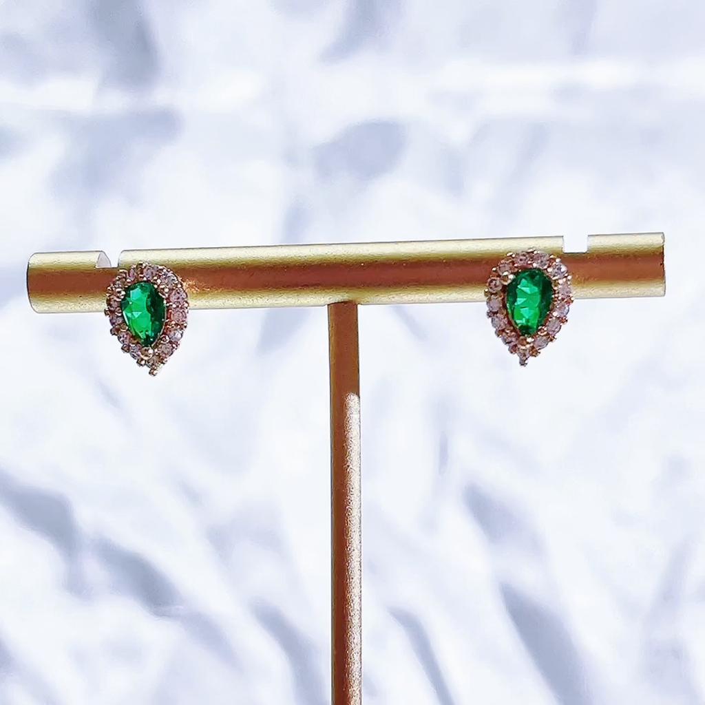 BELLA BOX Boucles d'oreilles Vintage pour femmes, bijoux fins avec goutte d'eau, Zircon vert, cadeau