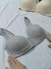 A Women's Bra Without Steel Ring, Front Buckle Design, Solid Color, Elegant, Full Coverage, Fixed Cups