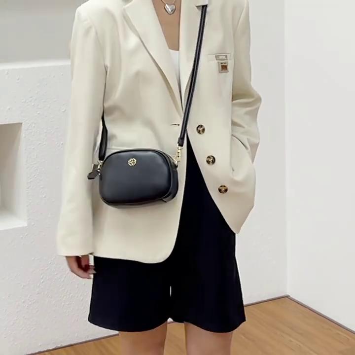 Johnature Mini borsa piccola rotonda Borse a tracolla e a tracolla da donna alla moda Pochette da donna versatili in morbida pelle