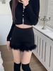 Women's Casual Pants High-end Black Fur Design Patchwork Pants New Spring High Waist Hip Shorts