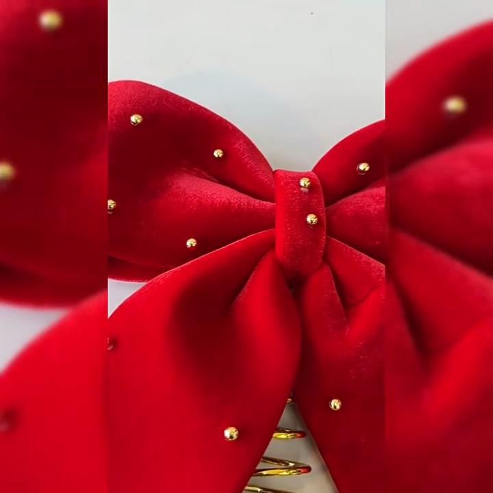 Christmas Tree Topper With Red Flannel Fabric Star And Bow For Holiday Decor