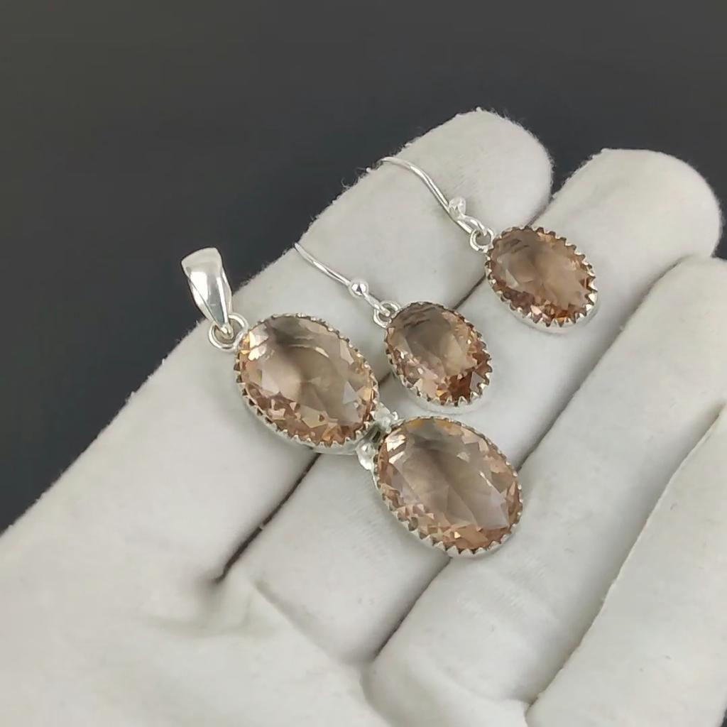 Sada přívěsků s morganitem, ručně vyráběné stříbrné náušnice s morganitem pro ženy, přívěsek, vatový dárek