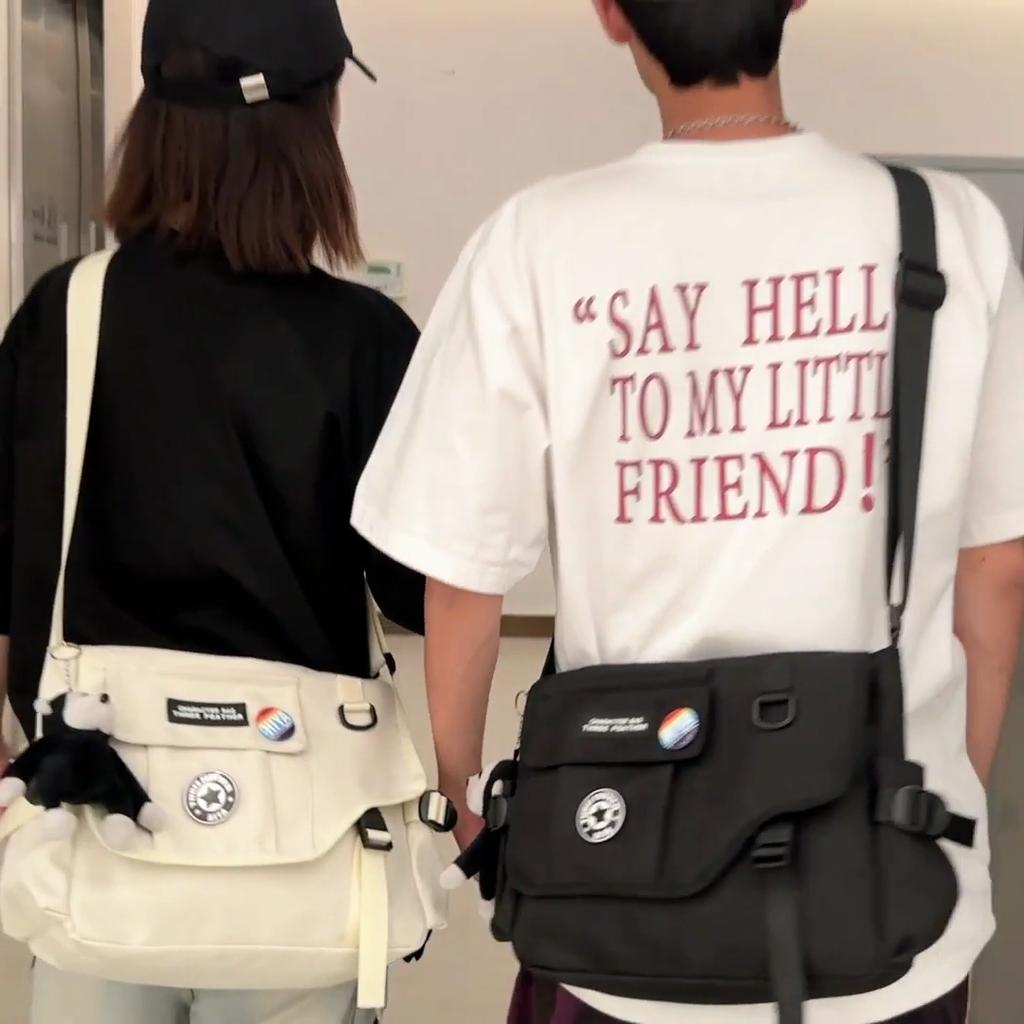 Women Solid Color Crossbody Bag Men's Large Capacity Messenger Bag Student Shoulder Bag