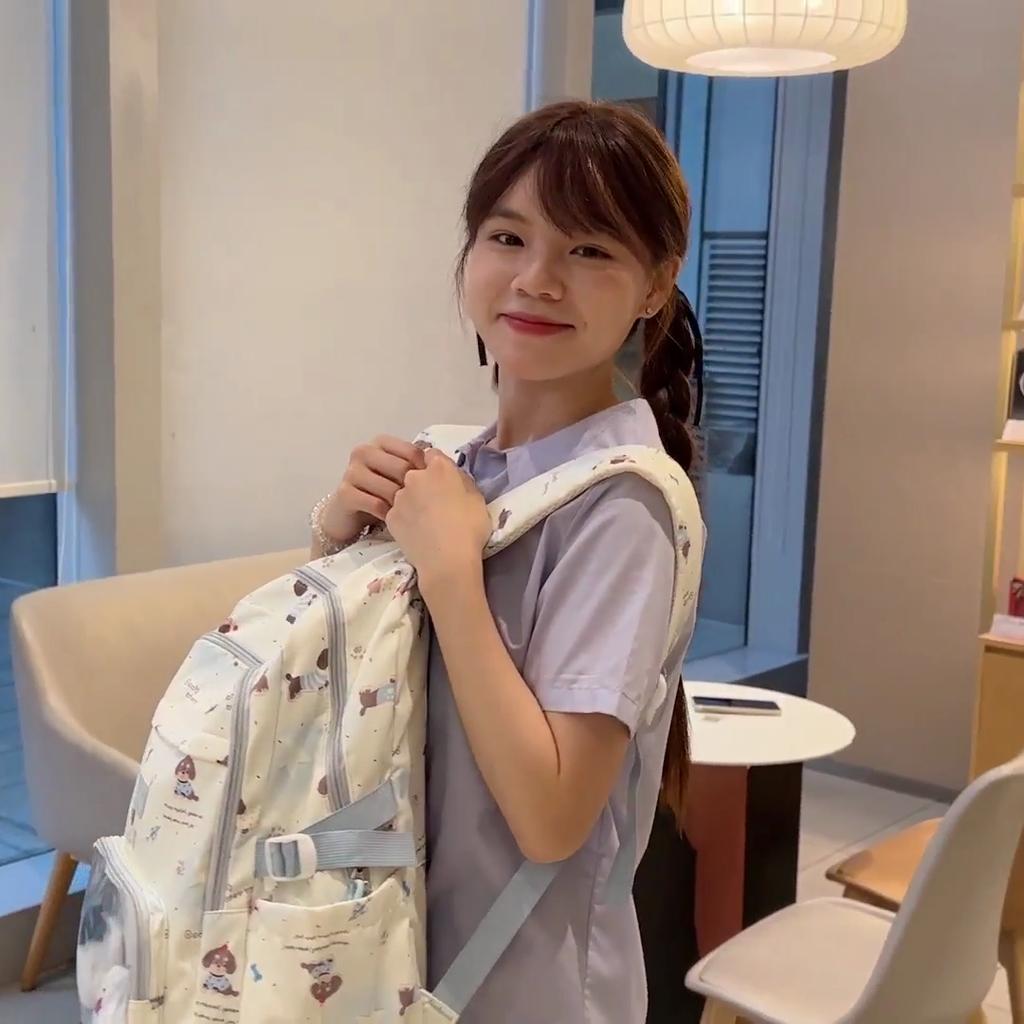Large Capacity Student Schoolbag Puppy Printed Backpack Women's Lightweight Travel Backpack