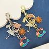 Rainbow Sun Umbrella Keychain With Metallic Finish For Fashionable Bag Decor