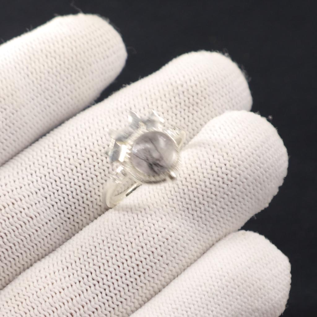 Natural Black Rutile Gemstone 925 Sterling Silver Jewelry Handmade Ring For Gift RR-67-26