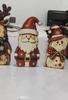 Small Christmas Shelf Sitters Wooden Tabletop Figurine, Hand Painted Santa Reindeer Cat Decor, Rustic Decorative Mantel Pieces Wood Holiday