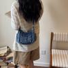 Borsa a tracolla in denim da donna, alla moda, per tutti i giorni, con tasca frontale, stile casual, borsa a mano