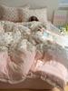 Seersucker Floral Bedding Four-piece Set Washed Skin-friendly Breathable Sheets Quilt Cover Pillowcase