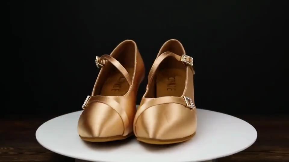 Silk Modern Dance Shoes Adult Women Mid Heel 5.5cm Waltz Ballroom Standard Dance Shoes Latin Tango